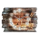 Kreative Feder Whiskey Whisky Shabby Style Designer Wanduhr Funkuhr aus Holz *Made in Germany leise ohne Ticken (leises Funkuhrwerk)