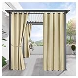 Outdoorvorhänge Wasserabweisend 2er Set Blickdicht Gardine für Terrasse Balko Vorhang mit Ösen Sonnenschutz Thermo Verdunklungsvorhänge Aussenvorhang (Farbe : E, Größe : 2 Stück(B134*H210cm))