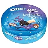 Milka und OREO Weihnachts-Teller 198g, Mix aus 6 verschiedenen Süßigk