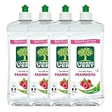 L'arbre vert Geschirrspülmittel, zum Spülen per Hand, Himbeere-Weißer Essig, 750 ml, Lot de 4