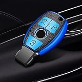 ZGMYXYLL PU + TPU Auto Remote Key Cover Case Shell，Passend für Mercedes Benz ABCES GLA CLS CLA GLK Klasse W204 W251 W211 W210 W176, Blau nur F