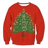 KXZD Weihnachten Pullover Damen Weihnachtspullover Klassisch Rentier Muster Langarm Pullover Christmas Reindeer Teenager Mädchen Weihnachtspulli Strickpullover Festival Casual Sweater Sw