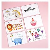 hongbanlemp Geburtstagskarte Danke Karten Bulk Birthday Card für Kinder Mitteilungskarten mit Umschlägen Einladungen leer in Grußkarten 6 stücke Karten Überraschungsgeschenk Geschenkkarte (Color : B)