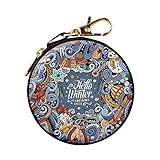 Cocohot Weihnachten Runde Tin Box Mehrzweck Aufbewahrungsboxen Barock Stil Reißverschluss Kopfhörer Tasche Mini Münzfach Weißblech (A2)