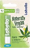 Labello Naturally Vegan Hanföl & Sheabutter (4,8 g), Lippenpflege für natürliche schöne & weiche Lippen, Lippenpflegestift mit Sheabutter und Hanfsamen-Ö