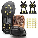 AUDUU Grödel Spikes für Schuhe Winter, Schuhspikes, Schuhkrallen Steigeisen, Schuh Spikes für Bergschuhe,mit einem 20er-Pack Ersatz-Schneespikes für Damen,H