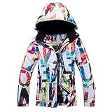 Damen Winter Wasserdicht Skijacken Warm Fleece Damen Winddicht Wandern Outdoor Softshell Casual Mäntel Snowboardjacke mit Kapuze, White_A44, 46
