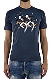 DSQUARED2 T-Shirt für Herren, Blau, Logo, Baumwolle, Rundhalsausschnitt, Grafikdruck, Blau S