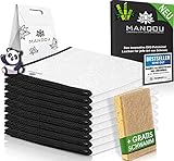 LÖWENKÖNIG® Hochwertige Bambustücher Schwarz [9 STÜCK] aus Bambus [25x20cm] Premium Putztücher waschbar I Bambuslappen perfekt geeignet für Küche, Bad, Haushalt, Leder & Fenster I Allzwecktü
