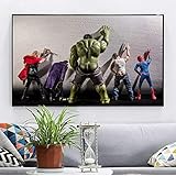 HNTHBZ Mode Leinwand Malerei Avengers Movie Hulk Superhelden In Der Toilette Thor Poster Nordic Funny Marvel Heros Kinderzimmer Wandkunst Home Decor Gemälde 60 * 90