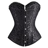 SLIMBELLE Korsett sexy Damen Corsage Vintage Vollbrust mit Stahlstäbchen Bridal Wäsche Gothic Korsage Top Satin Bustier in Schwarz o. Weiß S-6XL (Schwarz, 2XL)