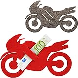 Geldgeschenk / Deko / Glückwunschkarte - Filz Motorrad - Farb-Mix - ideal für Gutschein + Geldscheine + Foto´s + Glückwünsche - Geldgeschenkverpackung - R
