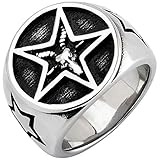 Vintage Schwarz Titan Edelstahl Lucifer Morgen Stern Pentagramm Pentacle Ring für Herren Damen Größe 56