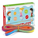 KLEINTOBER I premium Gummitwist Kinder I Hüpfgummi I Twister I Indoor und Outdoor Spielzeug I Regenbogen Band I mit Anleitung für Spiele I für Mädchen & Jungs I ideal für Geschenk