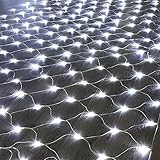 Büsche Bäume Gärten Hochzeit Party Dekorative Masche Licht,8 Modi Niederspannung LED Lichternetz Außen Wasserdichte String Beleuchtung,Anschließbar Masche Lichterkette-Weiß 10x8m 2600