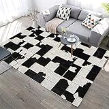Kinder Teppiche Kuschelteppich Schwarzer, einfacher, moderner, Rutschfester Sicherheitsboden reduziert Lärm im Arbeitszimmer Deko Wohnzimmer Modern 80X120
