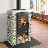 Haas+Sohn | Kaminofen Tirol 343.15-C perl-schwarz/grün-weiß | 6 kW