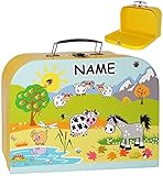 alles-meine.de GmbH 1 Stück _ Kinderkoffer / Koffer - MITTEL -  Bauernhof / Tiere  - incl. Name - ideal für Spielzeug und als Geldgeschenk - Mädchen & Jungen - Kinder & Erw