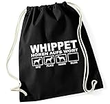 siviwonder Turnbeutel - WHIPPET Windhund Kleiner Englischer - HÖREN AUFS WORT Baumwoll Tasche Beutel schw