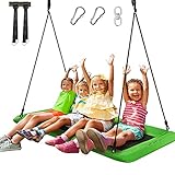 GOPLUS Nestschaukel, Rechteckige Schaukel, Hängeschaukel mit 3 m Verstellbarem Seil, aus Metallrohr, 300kg Tragkraft, stabil, Innen- & Außenbereich, für Kinder Erwachsene, 150 x 80cm (Grün)