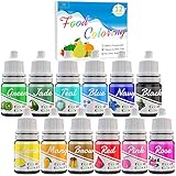 Lebensmittelfarbe - 12 Farben Flüssige Konzentrierte Lebensmittel Farben Set für Kuchen Backen, Macaron, Fondant, Kekse - Food Coloring für Kuchendekoration, DIY Seifen, Airbrush Einfärben - 6ml j