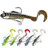 TRUSCEND Angelköder Gummifische Kunöder Gummiköder Set Fische Angeln Forelle Zander & andere große lebend Köder Jigköpfe, BKK/VMC-Haken, Japan-Formel, Süßwasser-Salzwasser-Fischen Geschenk für M