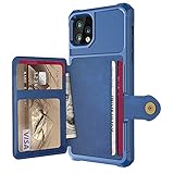 GHC Hüllen & Covers Kreditkarte Pu.Leder-Flip-Geldbörse-Foto-Halter-Hartrückdeckel Für iPhone 11 Max 2019 Für Apple iPhone 12 11 Pro Max Mini-Gehäuse (Farbe : Blau, Größe : for iPhone 11 Pro)