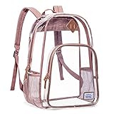 NiceEbag Durchsichtiger Rucksack Clear Backpack Transparente Schulrucksack Großer Rucksack für Frauen und Männer Stadiongeprüfte Schultasche für die Arbeit College Reisen, Rosa g