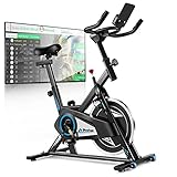 Profun Fahrrad Ergometer Heimtrainer 120 kg mit App-Verbindung, Fitnessfahrrad Fitnessbike mit verstellbarem，Sitz, Herzfrequenzsensoren,Widerstand und Getränkehalter,Verfügbar für die ganze F