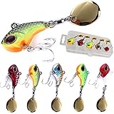 Njord Kalastus Jig Spinner Set Chatterbait Kunstköder Crankbait Spinnerbait |Spinner Jig Bait Bleikopfspinner |Zielfisch: Barsch, Forelle, Hecht, Zander, Wels | Rostfreie Haken (5er Set 16g mit Box)