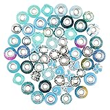 AIEX 60 Stück Große Loch Glasperlen Europäischen Stil Perlen Strass Metall Charme Lieferungen für die Herstellung von Armbänder Halsketten Schmuck und Andere Arten von Handwerk
