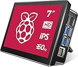 Raspberry Pi Monitor, EVICIV 7 Zoll Touchscreen Display mit Hülle, 1024x600 LCD IPS mit Typ C/HD Ports, Kühlventilator, integrierte Dual-Lautsprecher, PC, Handy