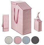 TOPP4u Wäschekorb schmal mit Deckel in rosa-beige, faltbarer Wäschesammler für Nischen mit 52 Ltr Volumen - 20 x 45 x 60 cm - schmale Wäschetonne im Fischgrät Desig