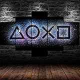 AWER Mural Foto Gerahmte PlayStation Console Gaming Arena 5 Stück Leinwand Bilder Wandbild modern Wandbilder Design Wand Bild fünf Teile Modulare Bilder Wanddekoration 5 Teilig