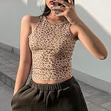Damen Crop Top Valentinstag Herz bedrucktes Hemd Langarm Leopard Crop Top Rundhals Streetwear Tops für Mädchen Frauen Sommer O-Neck Leopard ärmellose Weste Freizeithemden Top