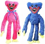 Huggy Wuggy Plush, Poppy Playtime Character Plushies Toy, Soft Stuffed Horror Game Surrounding Doll, Cute and Funny Christmas Stuffed Dolls, for Kids and Fans Christmas Collect Gift Toys (Blau + Pink)