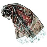 Lorenzo Cana Luxus Seidenschal für Frauen Schal 100% Seide gewebt Damenschal elegant Paisley Muster Mehrfarbig, Graugrün-mehrfarbig, 35 x 160