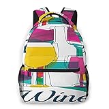 USGYY Rucksack Männer und Damen Weinkarte Trauben Gläser, Laptop Rucksäcke, Kinderrucksack Schulrucksack Daypack für Jungen M