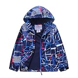 Natashas Kinder Jungen Wasserdicht Jacke Übergangsjacke Fleecefütterung Warm Atmungsaktiv Winddicht Wanderjacke Softshelljacke Outdoorjacke mit Kapuze (Dunkelblau, 110/116)