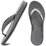 ONCAI Flip Flops Damen Yoga Matte Rutschfest Zehentrenner Damen Sommer Badesandalen Damen Mit Arch Support Leicht Eva Sohlen Grau Größe 40