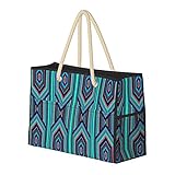 FJJLOVE Große Strandtasche mexikanische Inka-farbige Streifen-Umhängetasche für Damen - Tote Bag Handtasche mit G