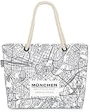 VOID München Karte Strandtasche Shopper 58x38x16cm 23L XXL Einkaufstasche Tasche Reisetasche Beach Bag