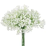 Falflor 24 stck Schleierkraut Künstliches Blumen Realistisch Baby Atem Blumen für Wohnzimmer Hochzeit Blumenstrauß Tisch-Mittelstücke(Weiß)