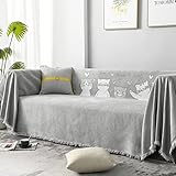 Oukeep Schwarz-Weiß-Cartoon-Katzen-Serie Sofa-Handtuch Zweifarbig Doppelseitig Verwendbar Nordic Chenille-Vollbezug Jacquard-Sofakissen Sofabezug Abdeckung Turm Hotel Schlafzimmer Home W