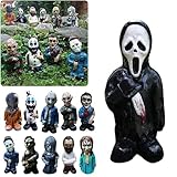 Horror Movie Garden Gnomes Decor Personalisierte Ornamente für Home Patio Yard oder Rasen, Nightmare Horror GNOME, Killer Garden GNOME, Spooky Undead Halloween Sculpture Combat GNOME (H)