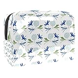 Make-up-Tasche, nordischer Stil, gestreift, Fisch-Silhouette, Druck, Reiseaufbewahrung, Kosmetiktasche für Damen und Mädchen, Mehrfarbig, 18.5x7.5x13cm/7.3x3x5.1in,