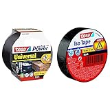 tesa Extra Power Universal Gewebeband (Wetterfestes Reparaturband, 10 m x 50 mm), schwarz, 932575 & Isolierband, schwarz, 1 R