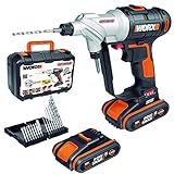 WORX WX176.3 SwitchDriver Akkuschrauber 20V mit drehbarem Doppel-Bohrfutter – Elektrische Drehmoment-Einstellung & LED-Licht – 16-tlg. Bit-Set, 2 Li-Ion Akkus, Ladegerät &