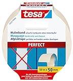 tesa Malerband PERFECT – Dünnes Abdeckband für präzises Abkleben im Innenbereich – aus ungekrepptem Spezialpapier – 50 m x 50