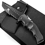 Wolfgangs UNDIQUE Einhand-Messer/Survival-Messer mit Multifunktions-Klinge/Outdoor-Messer in ansprechendem Design (Schwarz)